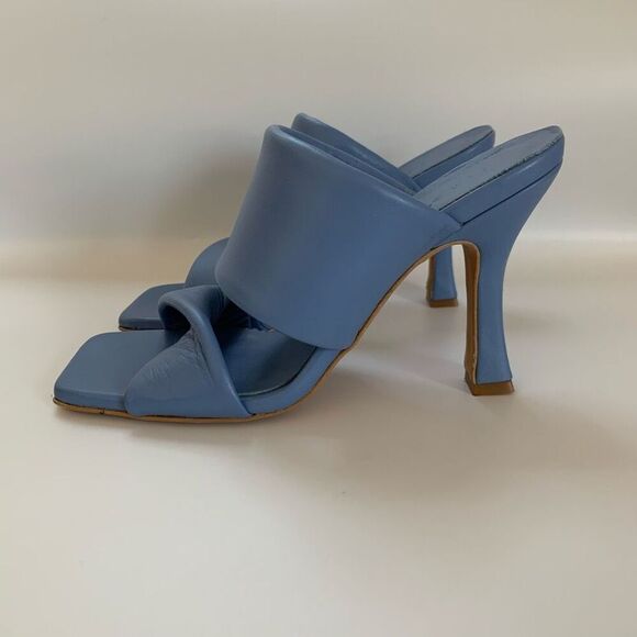 Kiro. Pamplona Leather Heeled Square Toe Sandal in Nappa Sky Blue Size 39 - Picture 7 of 12